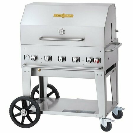 CROWN Verity CV-MCB-36RDP Liquid Propane 36in Mobile Outdoor Grill with Roll Dome Package 255MCB36RDL